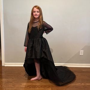 NWT black hi low flower girl party dress size 11